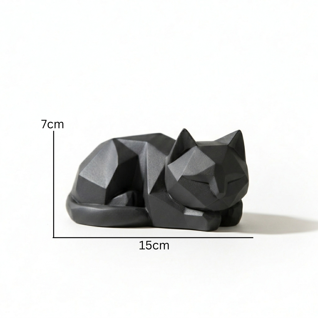 Geometric Feline Muse: Modern Low-Poly Cat Sculpture