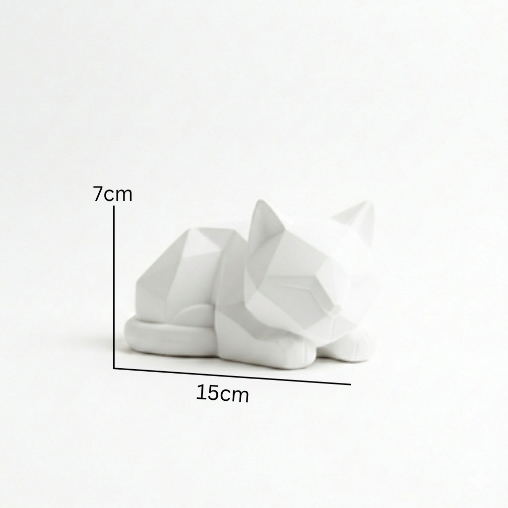 Geometric Feline Muse: Modern Low-Poly Cat Sculpture