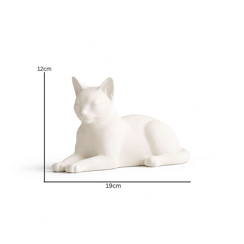 Minimalist Reclining Cat Figurine – Modern Decorative Sculpture for Home & Desk