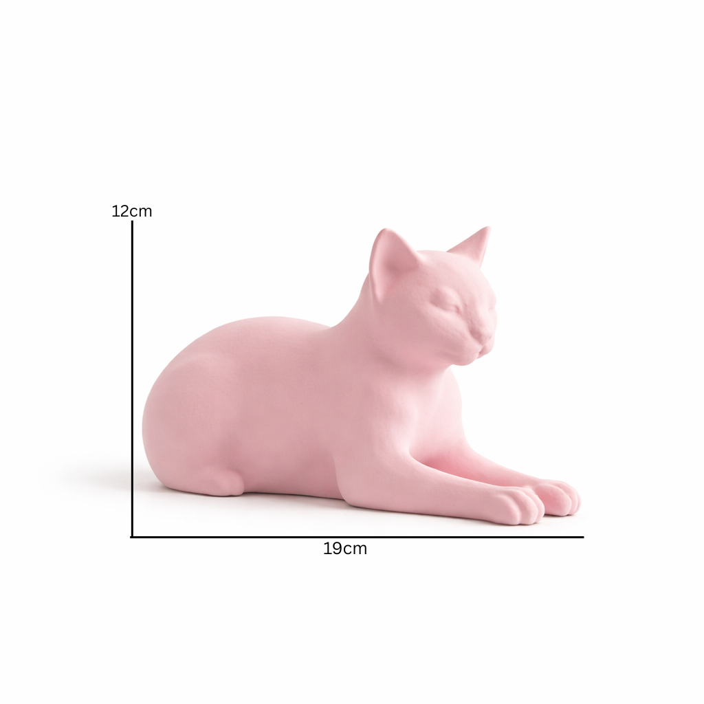 Minimalist Reclining Cat Figurine – Modern Decorative Sculpture for Home & Desk