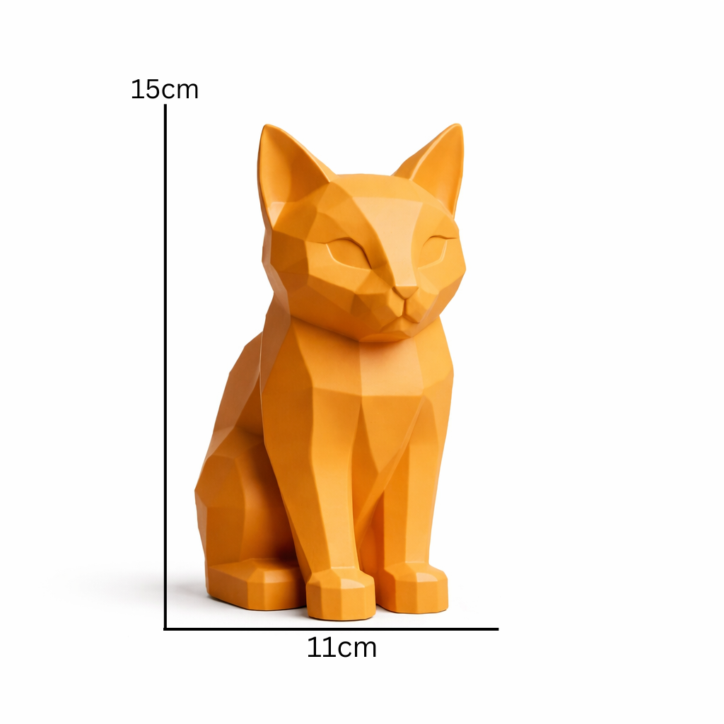 Minimalist Geometric Cat Decor | Modern Desk Accent & Home Styling Piece | Eco-Friendly Composite Sculpture
