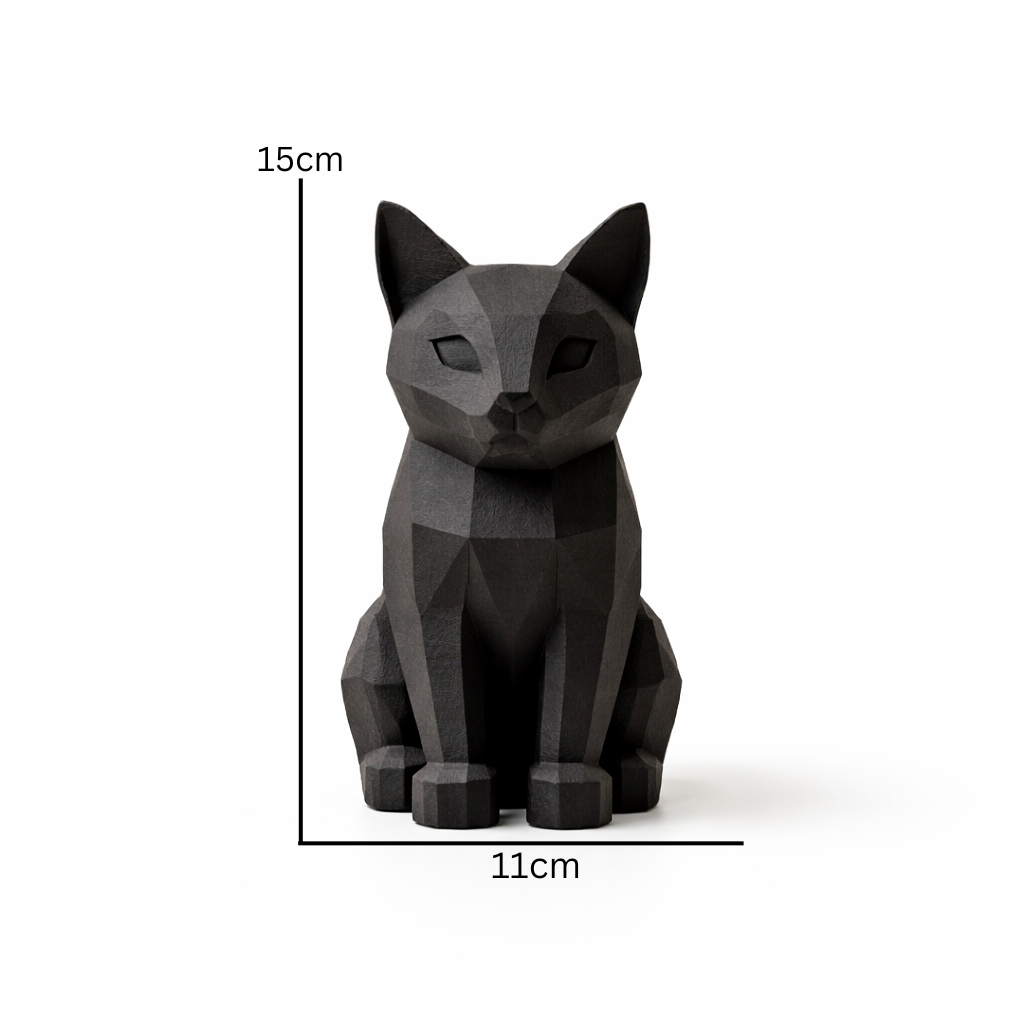 Minimalist Geometric Cat Decor | Modern Desk Accent & Home Styling Piece | Eco-Friendly Composite Sculpture