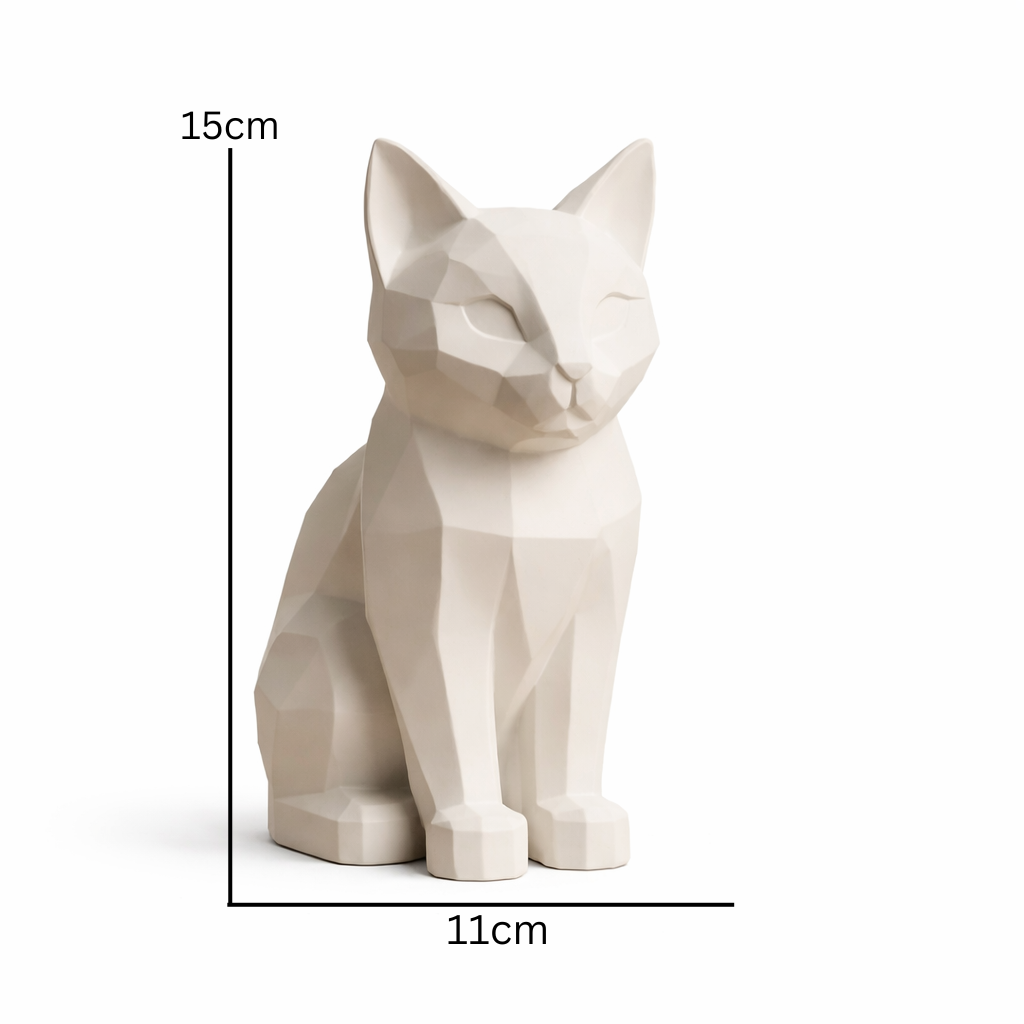 Minimalist Geometric Cat Decor | Modern Desk Accent & Home Styling Piece | Eco-Friendly Composite Sculpture