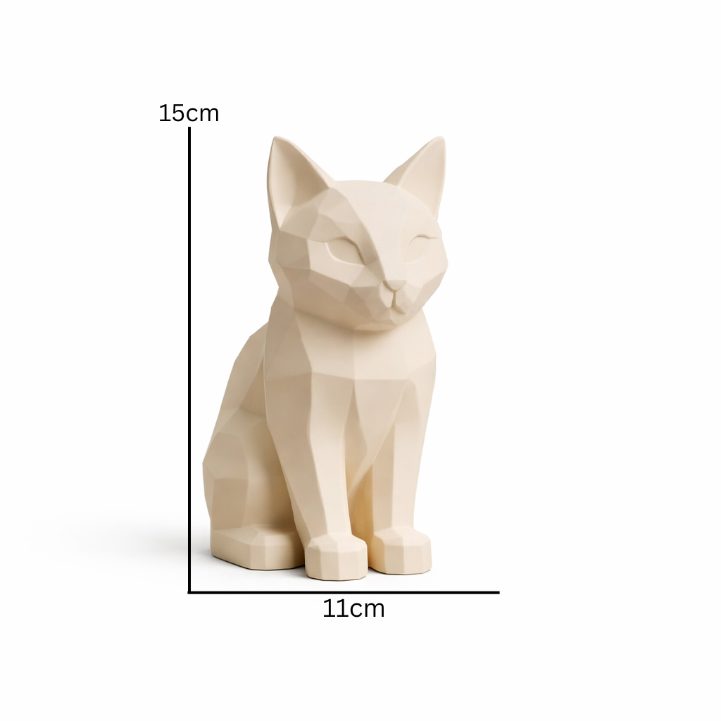 Minimalist Geometric Cat Decor | Modern Desk Accent & Home Styling Piece | Eco-Friendly Composite Sculpture