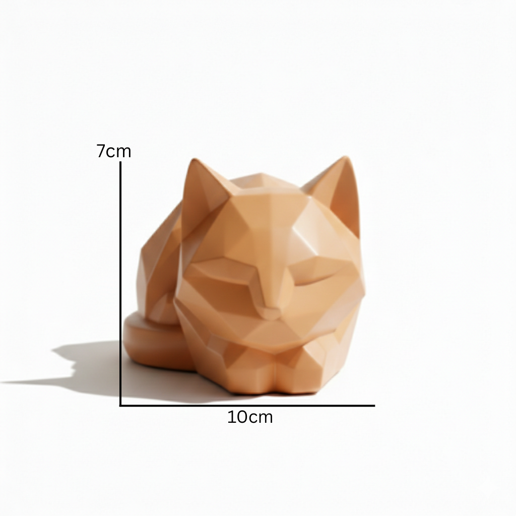 Geometric Feline Muse: Modern Low-Poly Cat Sculpture