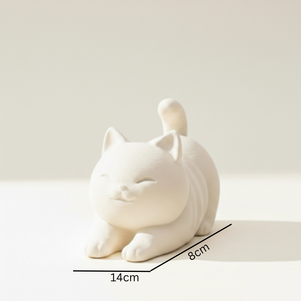 Zen Stretch Feline Sculpture | Minimalist Home Decor