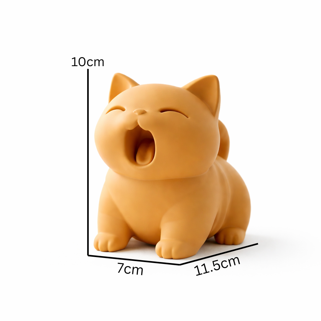 Minimalist Yawning Cat Figurine