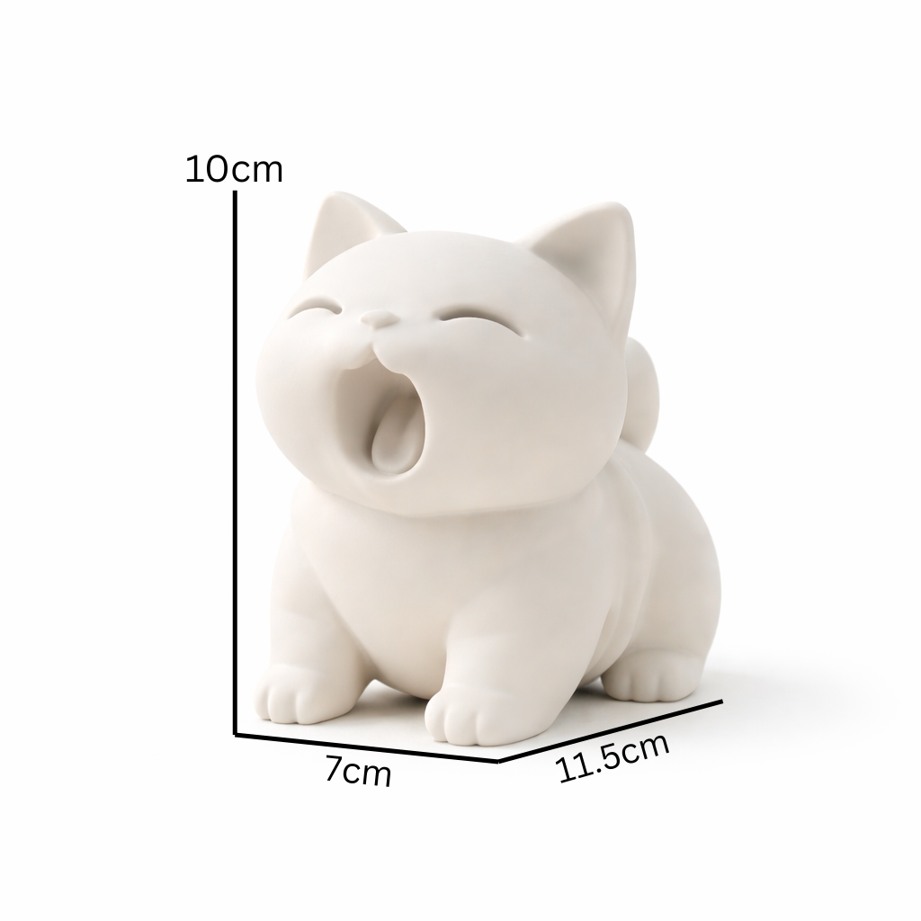 Minimalist Yawning Cat Figurine