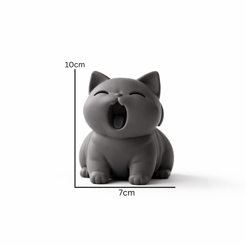 Minimalist Yawning Cat Figurine