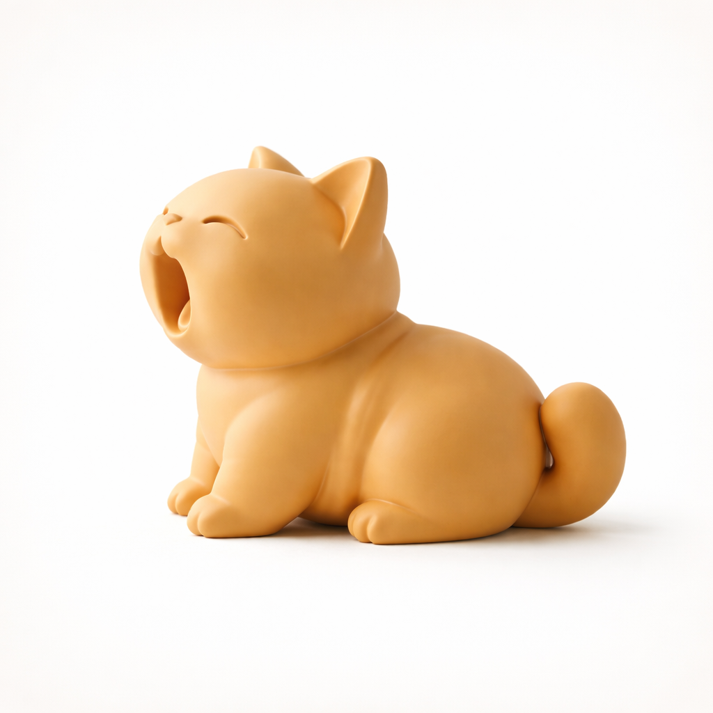 Minimalist Yawning Cat Figurine