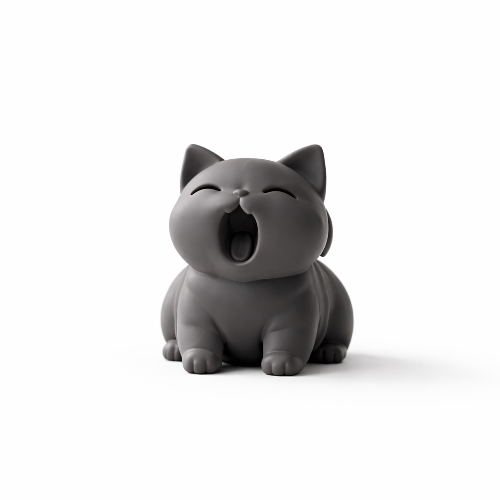Minimalist Yawning Cat Figurine