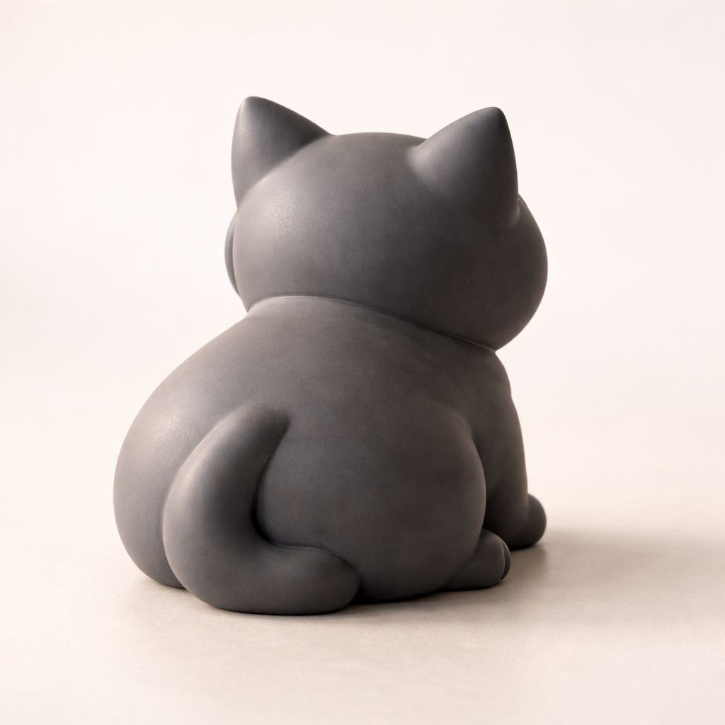 Minimalist Yawning Cat Figurine