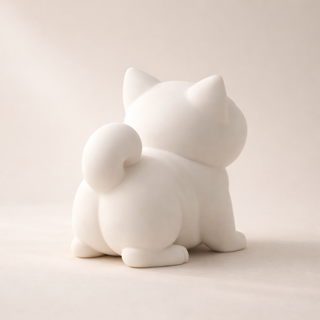 Minimalist Yawning Cat Figurine