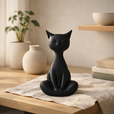Zen Meditating Cat | Minimalist Yoga Feline Decor