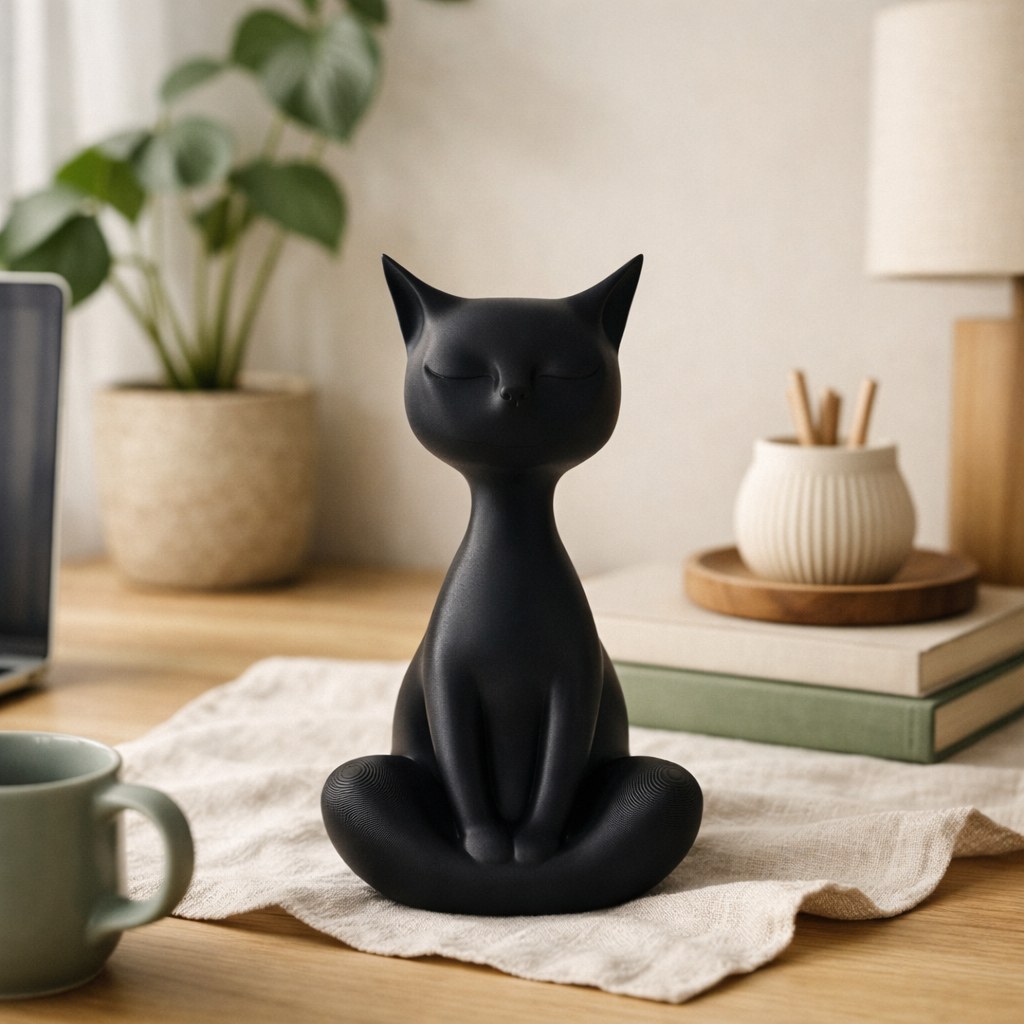 Zen Meditating Cat | Minimalist Yoga Feline Decor