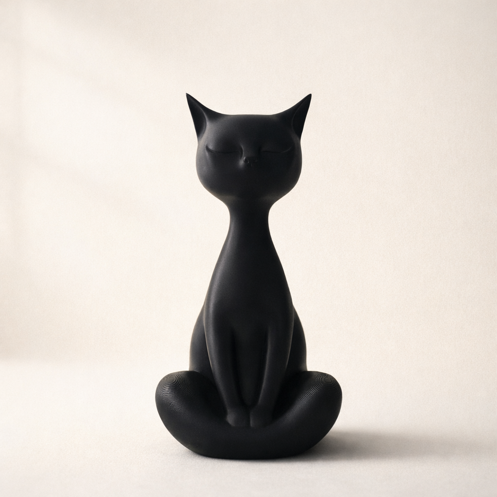Zen Meditating Cat | Minimalist Yoga Feline Decor