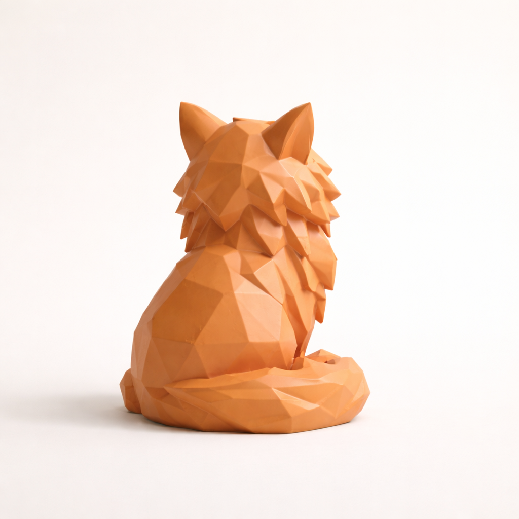 Modern Geometric Sitting Cat Figurine – Sophisticated Feline Home Decor