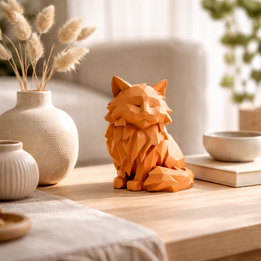 Modern Geometric Sitting Cat Figurine – Sophisticated Feline Home Decor