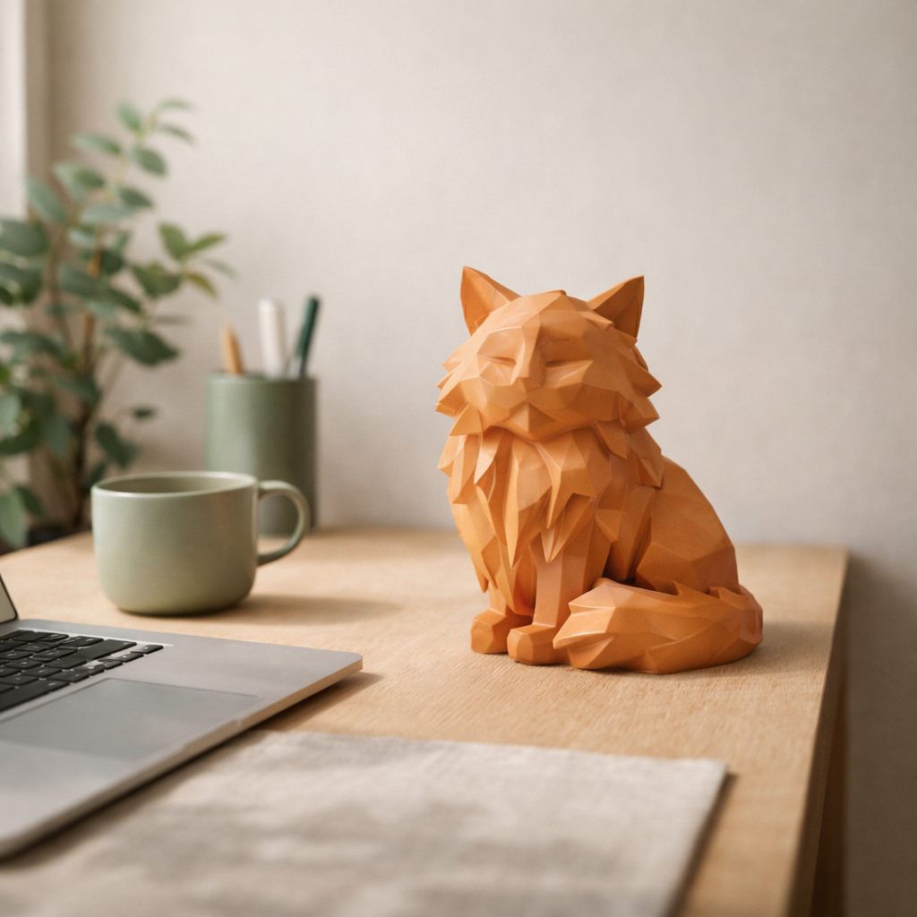 Modern Geometric Sitting Cat Figurine – Sophisticated Feline Home Decor