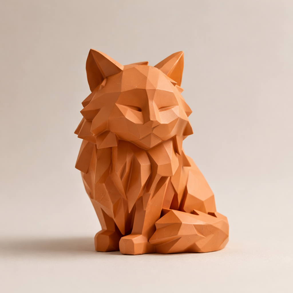 Modern Geometric Sitting Cat Figurine – Sophisticated Feline Home Decor