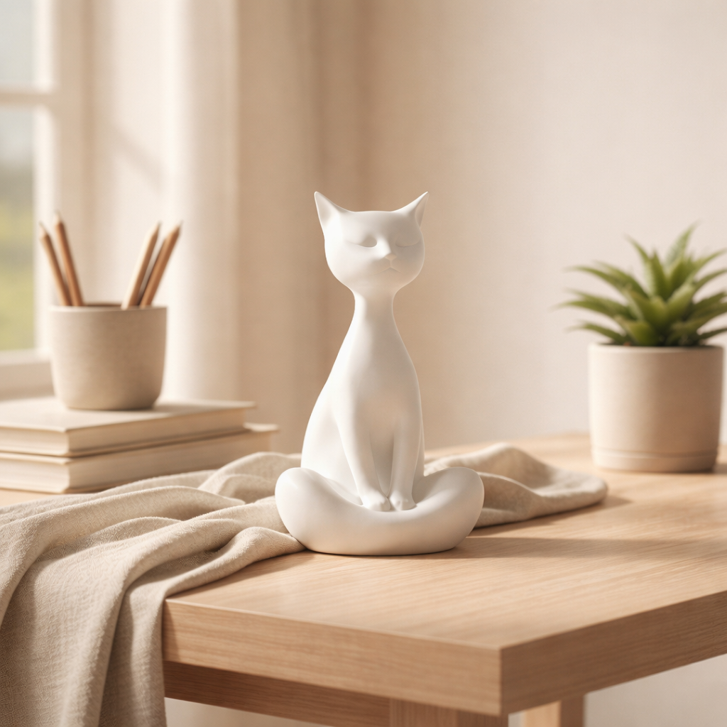 Zen Meditating Cat | Minimalist Yoga Feline Decor