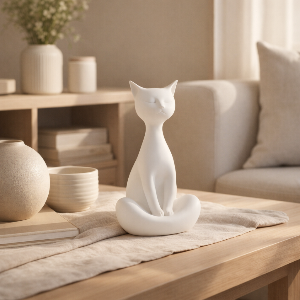 Zen Meditating Cat | Minimalist Yoga Feline Decor