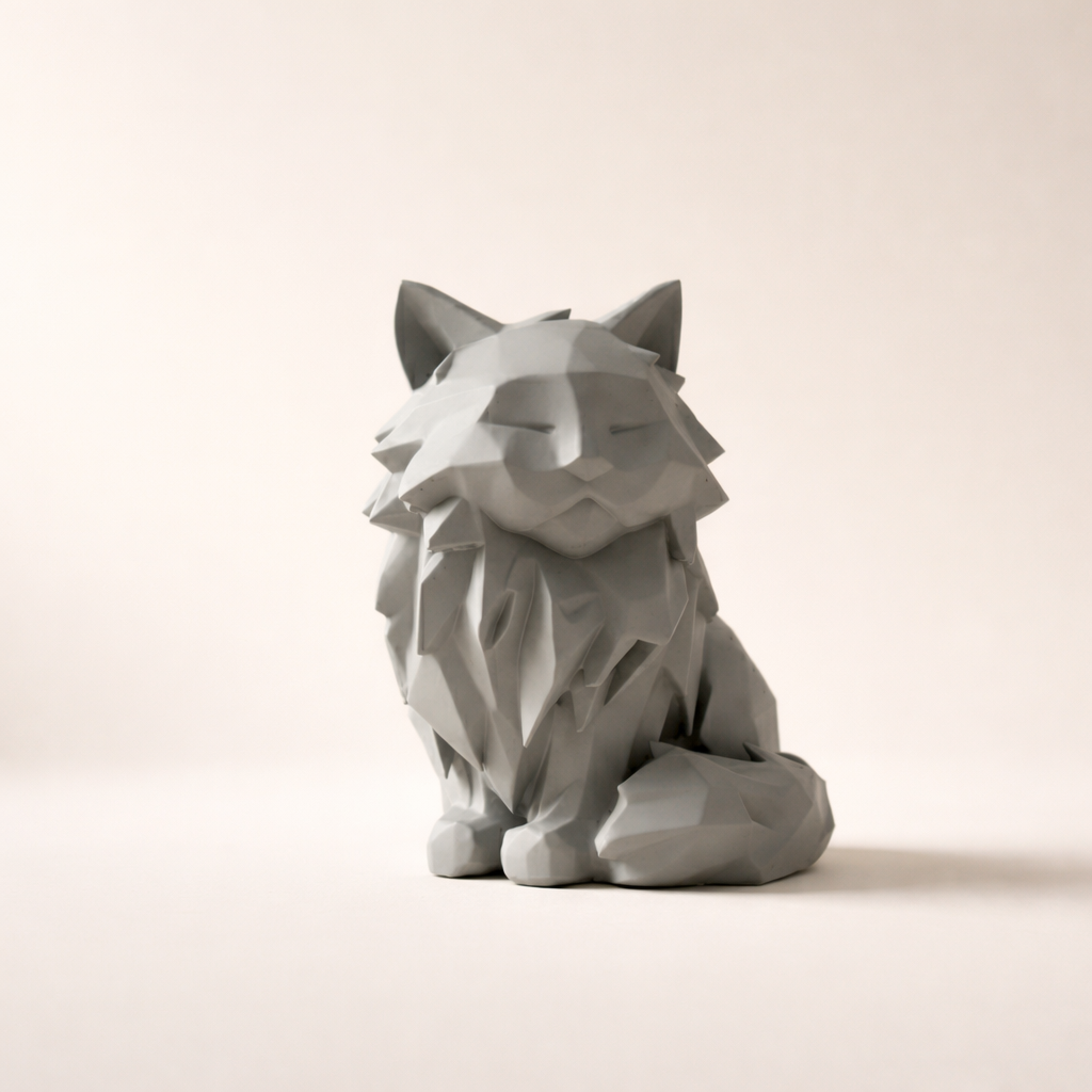 Modern Geometric Sitting Cat Figurine – Sophisticated Feline Home Decor