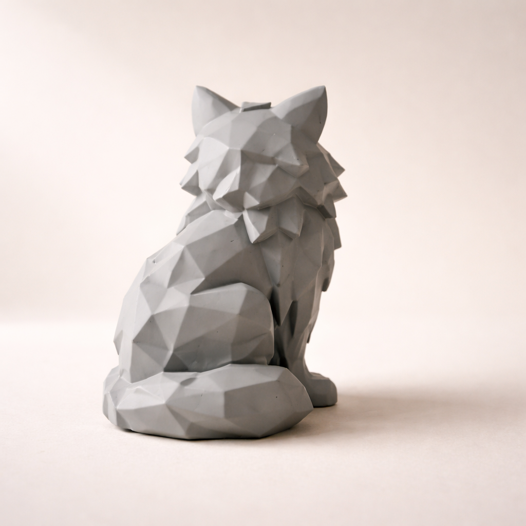 Modern Geometric Sitting Cat Figurine – Sophisticated Feline Home Decor