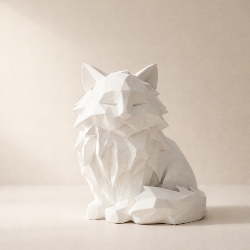 Modern Geometric Sitting Cat Figurine – Sophisticated Feline Home Decor