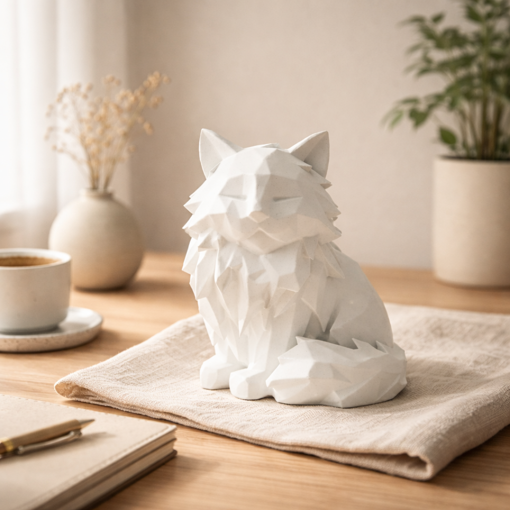 Modern Geometric Sitting Cat Figurine – Sophisticated Feline Home Decor