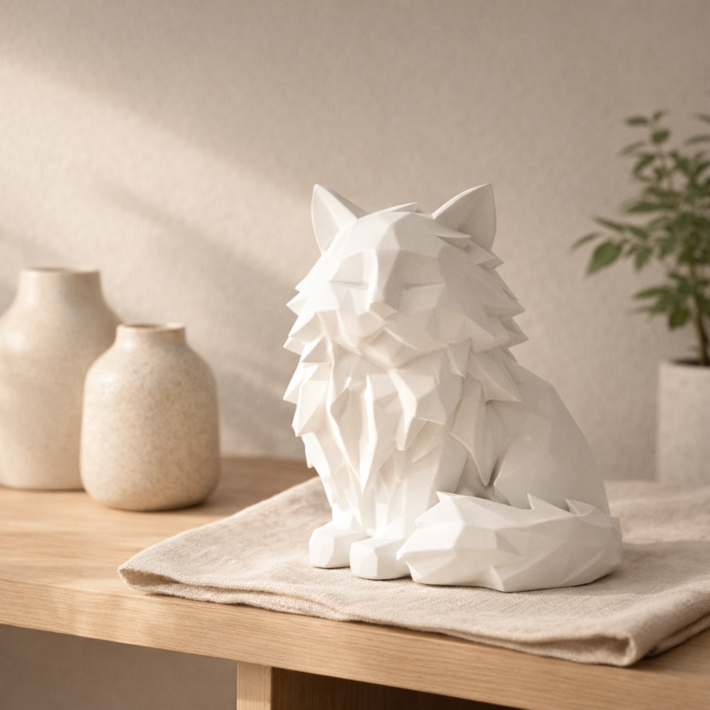 Modern Geometric Sitting Cat Figurine – Sophisticated Feline Home Decor