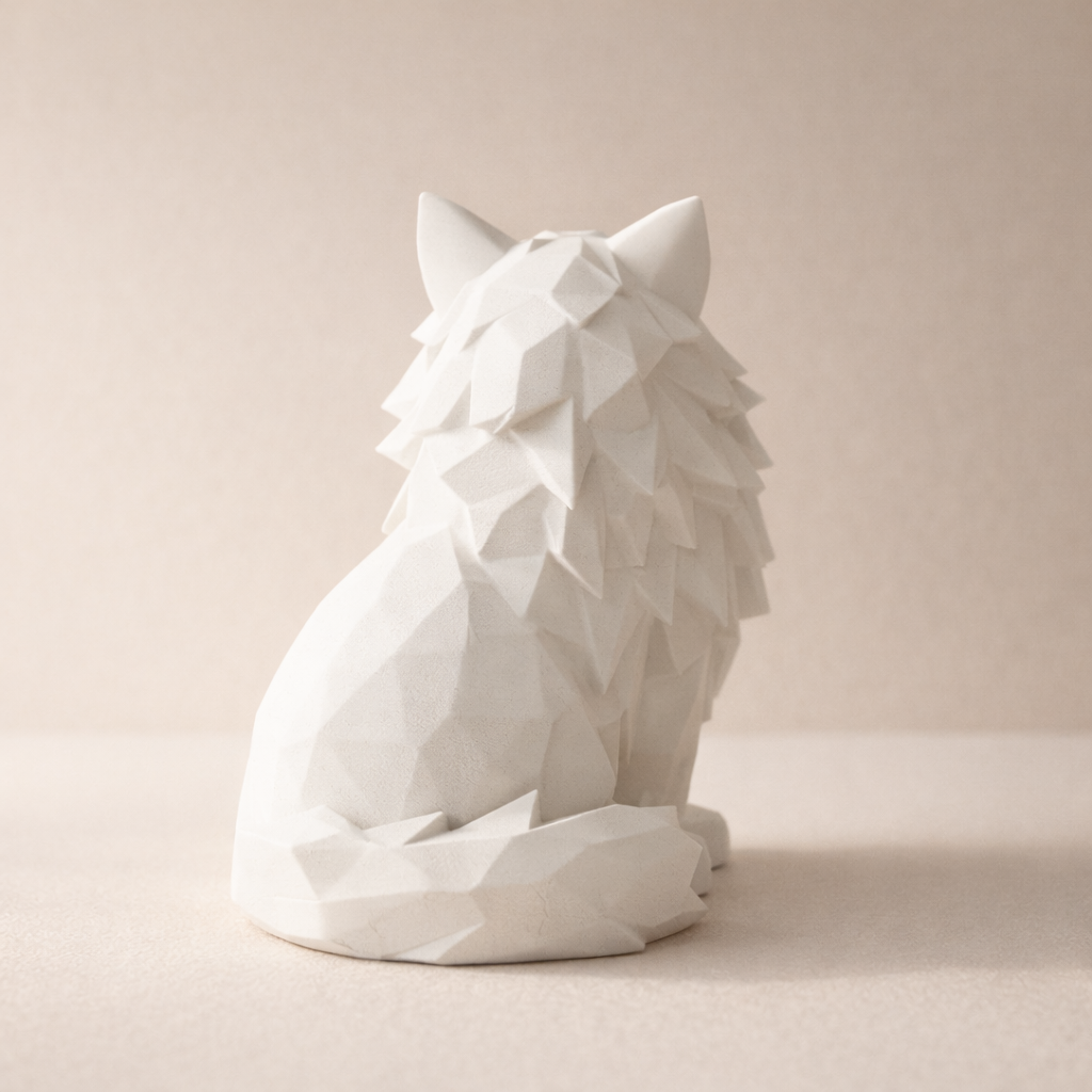 Modern Geometric Sitting Cat Figurine – Sophisticated Feline Home Decor