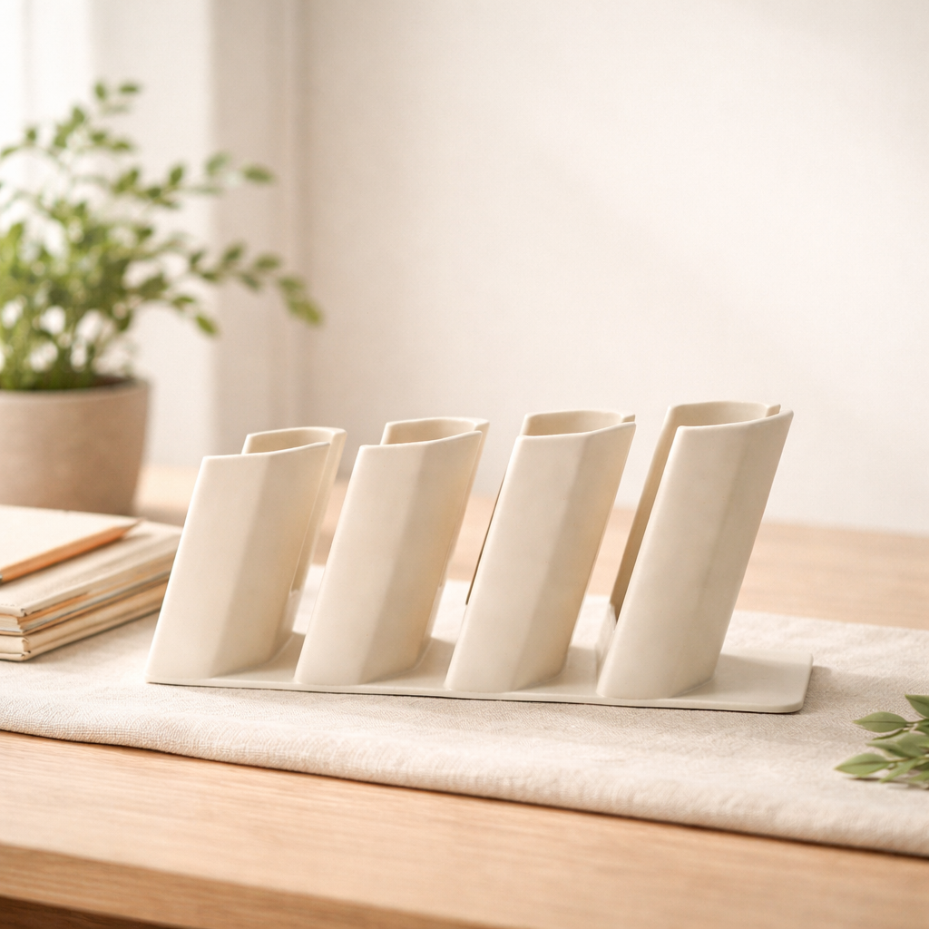 Modern Desk Remote Holder – Minimalist Multi Slot Organizer for TV Remotes, Controllers & Desk Accessories