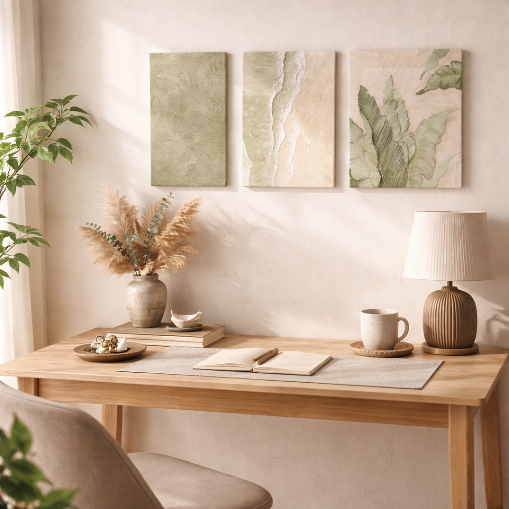 Modern Botanical Wall Art Set of 3 – Minimalist Nature Inspired Decorative Wall Panels for Living Room, Bedroom & Home Decor
