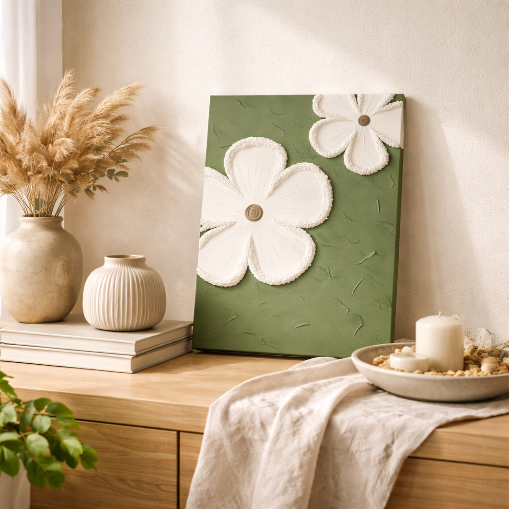 Minimalist Floral Wall Art Panel – Modern Botanical Decorative Wall Accent for Living Room, Bedroom & Home Decor