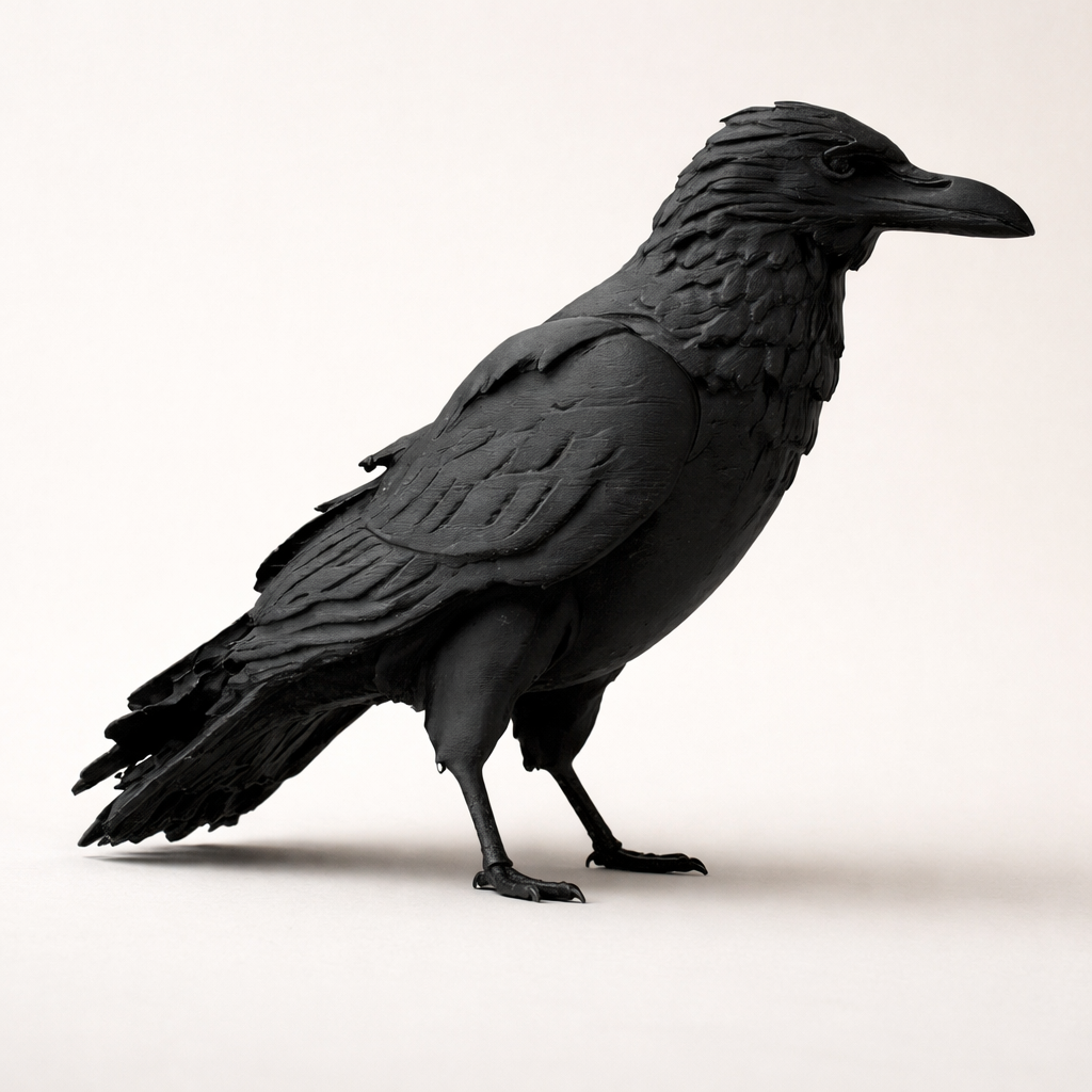 Modern Raven Bird Sculpture – Minimalist Decorative Bird Figurine for Home, Desk & Shelf Decor