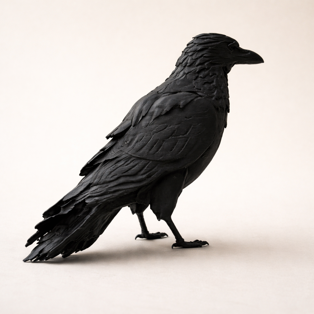 Modern Raven Bird Sculpture – Minimalist Decorative Bird Figurine for Home, Desk & Shelf Decor