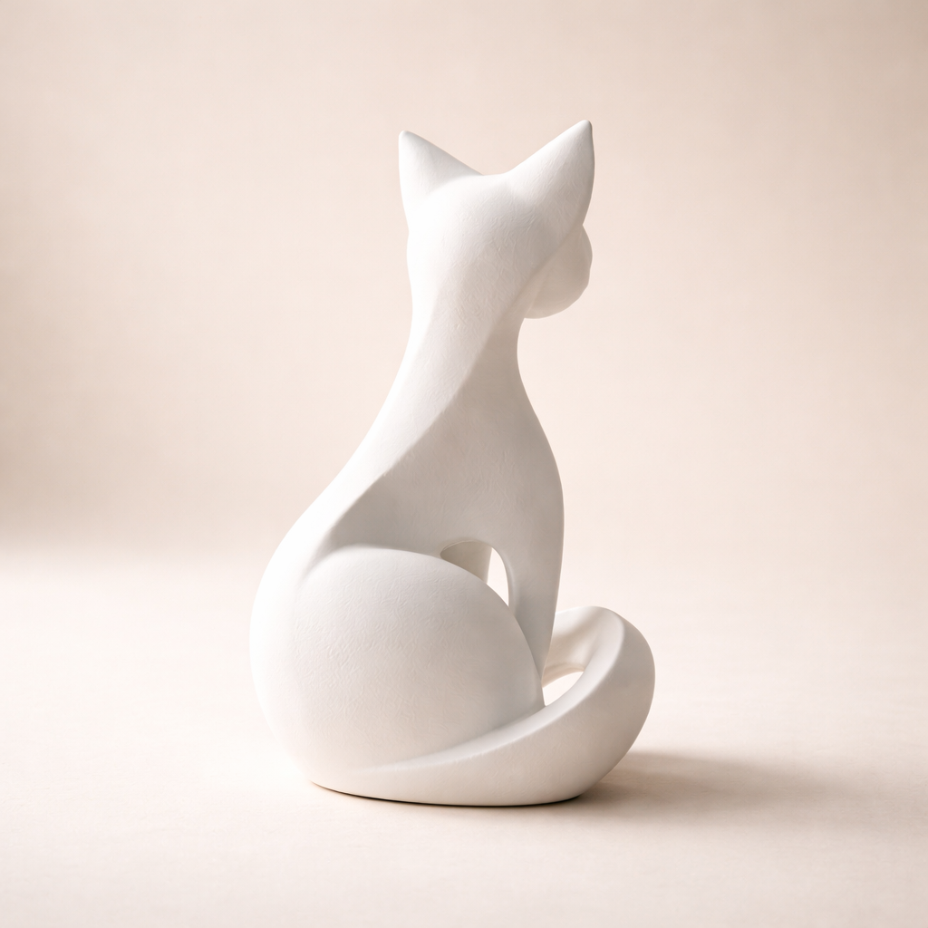 Modern Cat Figurine – Minimalist Cat Statue Home Decor