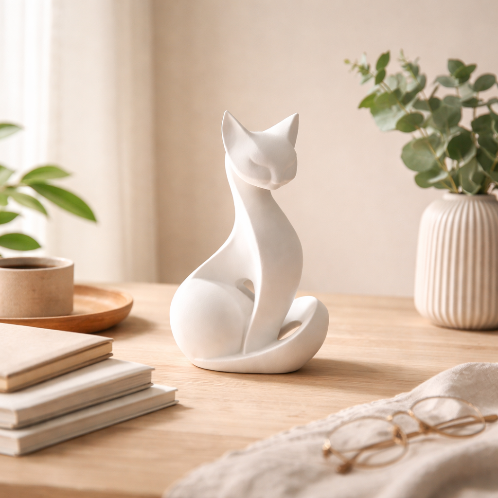 Modern Cat Figurine – Minimalist Cat Statue Home Decor
