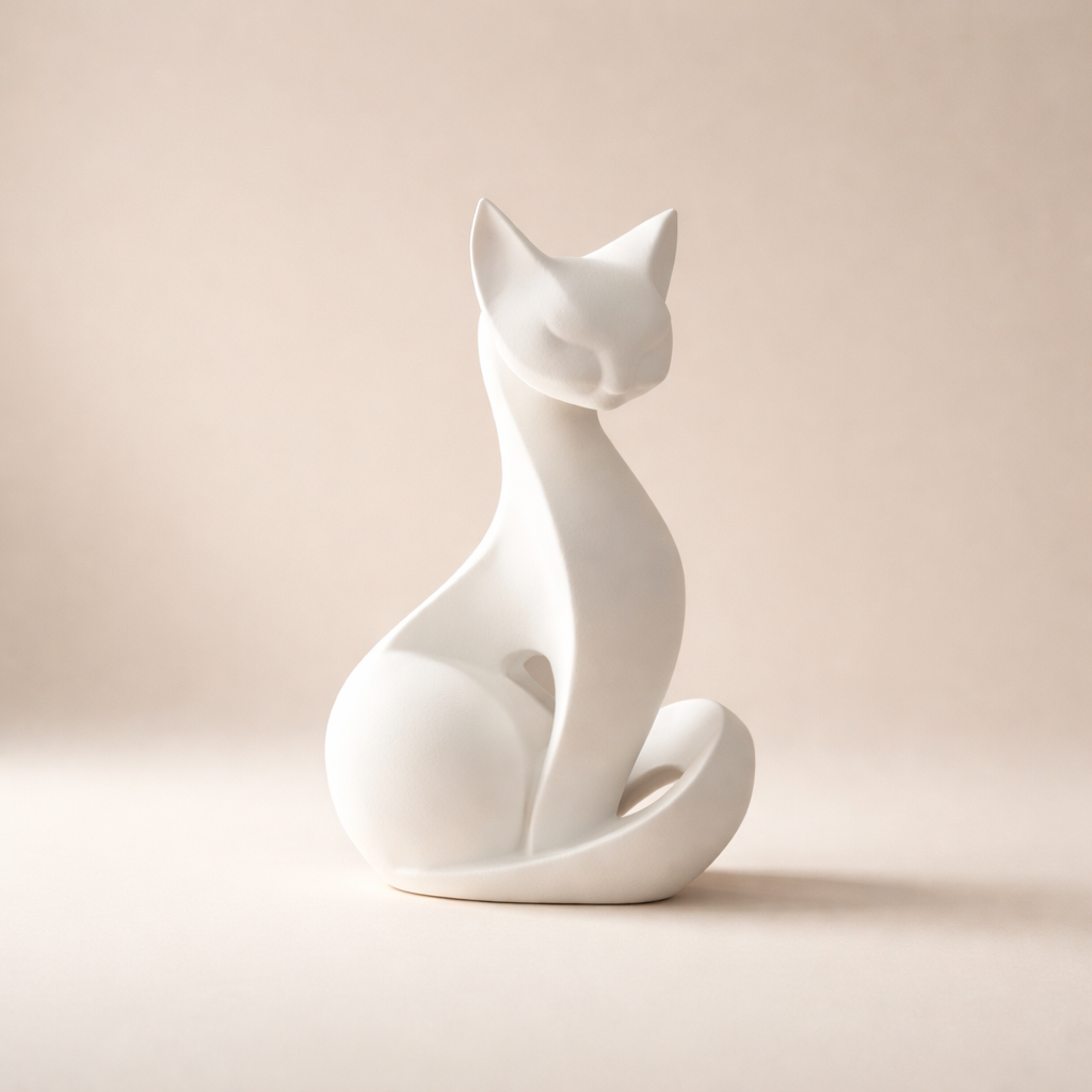 Modern Cat Figurine – Minimalist Cat Statue Home Decor