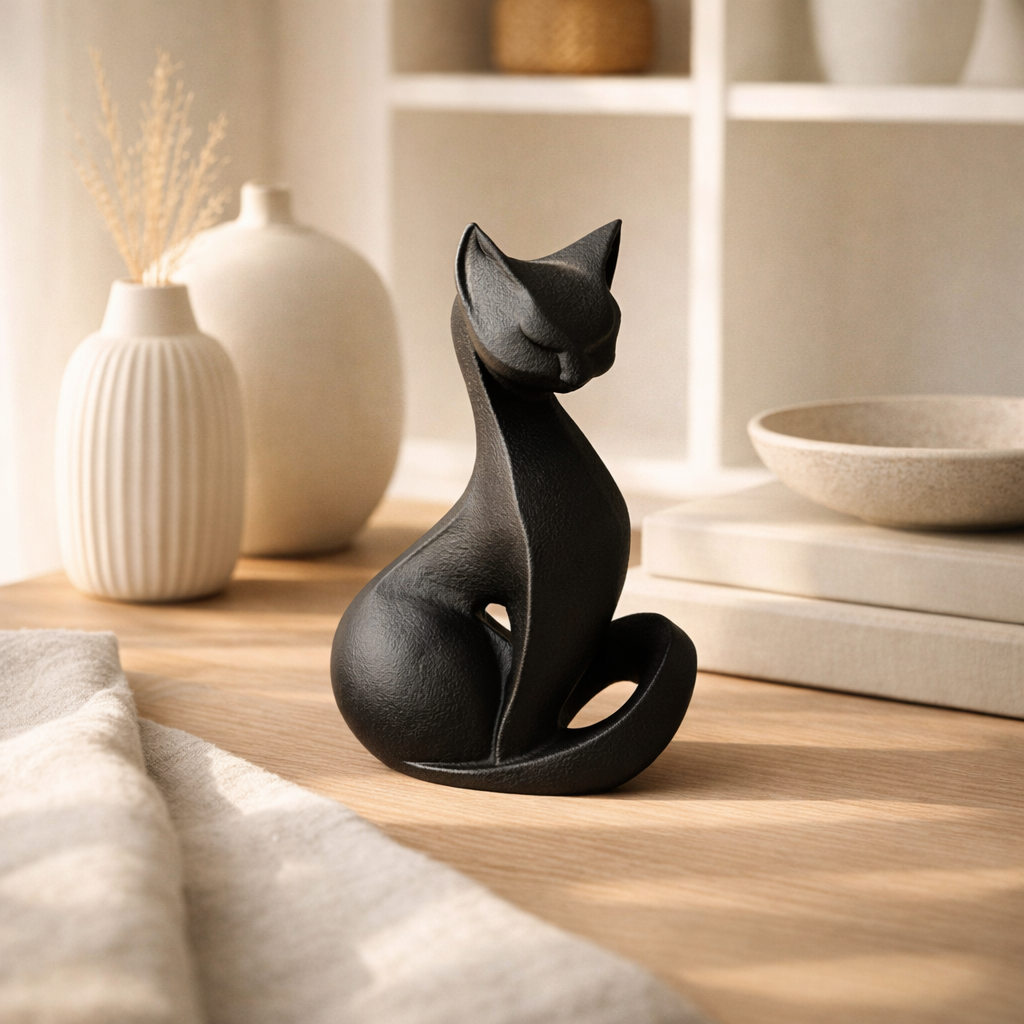 Modern Cat Figurine – Minimalist Cat Statue Home Decor