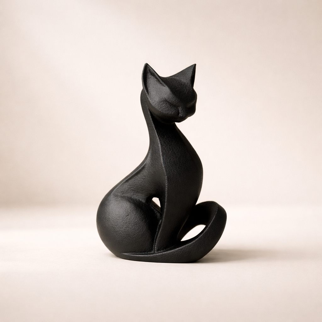 Modern Cat Figurine – Minimalist Cat Statue Home Decor