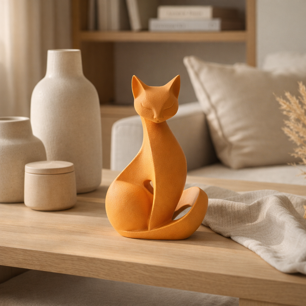 Modern Cat Figurine – Minimalist Cat Statue Home Decor
