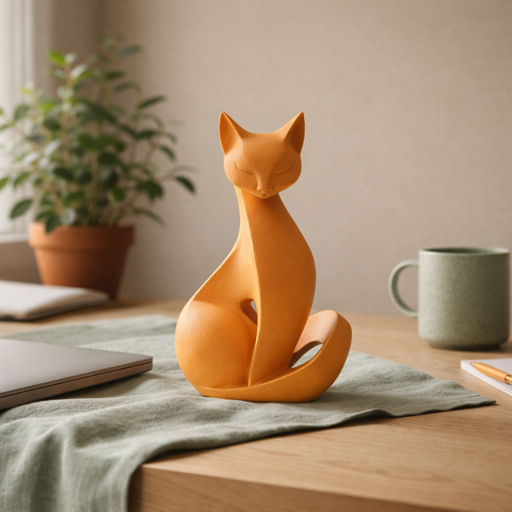 Modern Cat Figurine – Minimalist Cat Statue Home Decor