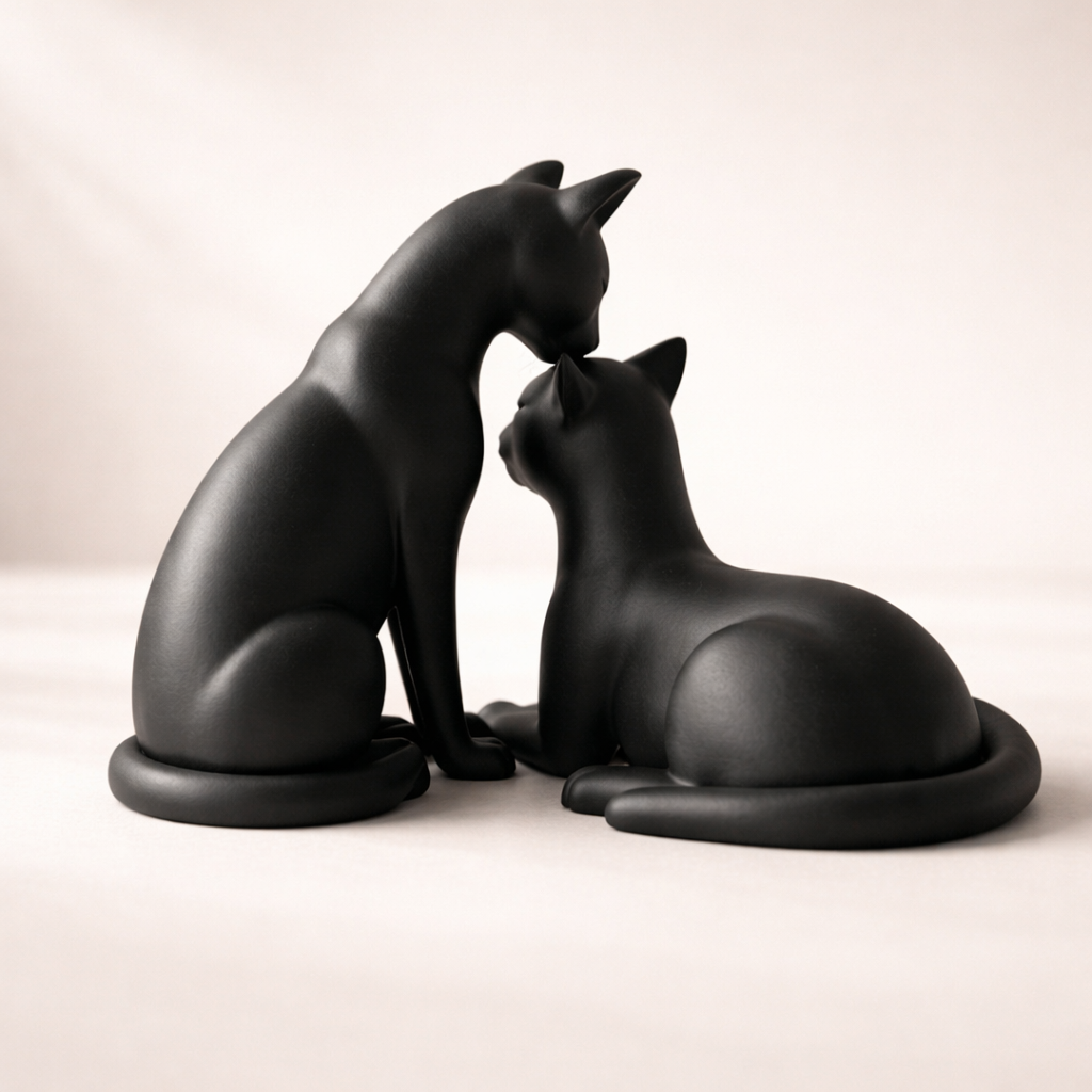 Modern Cat Duo Sculpture – Minimalist Home Decor Accent