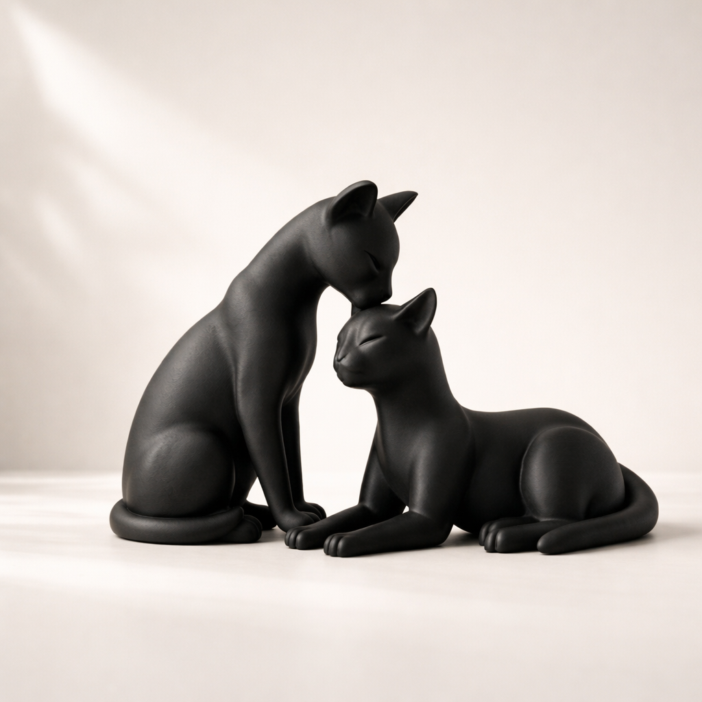 Modern Cat Duo Sculpture – Minimalist Home Decor Accent