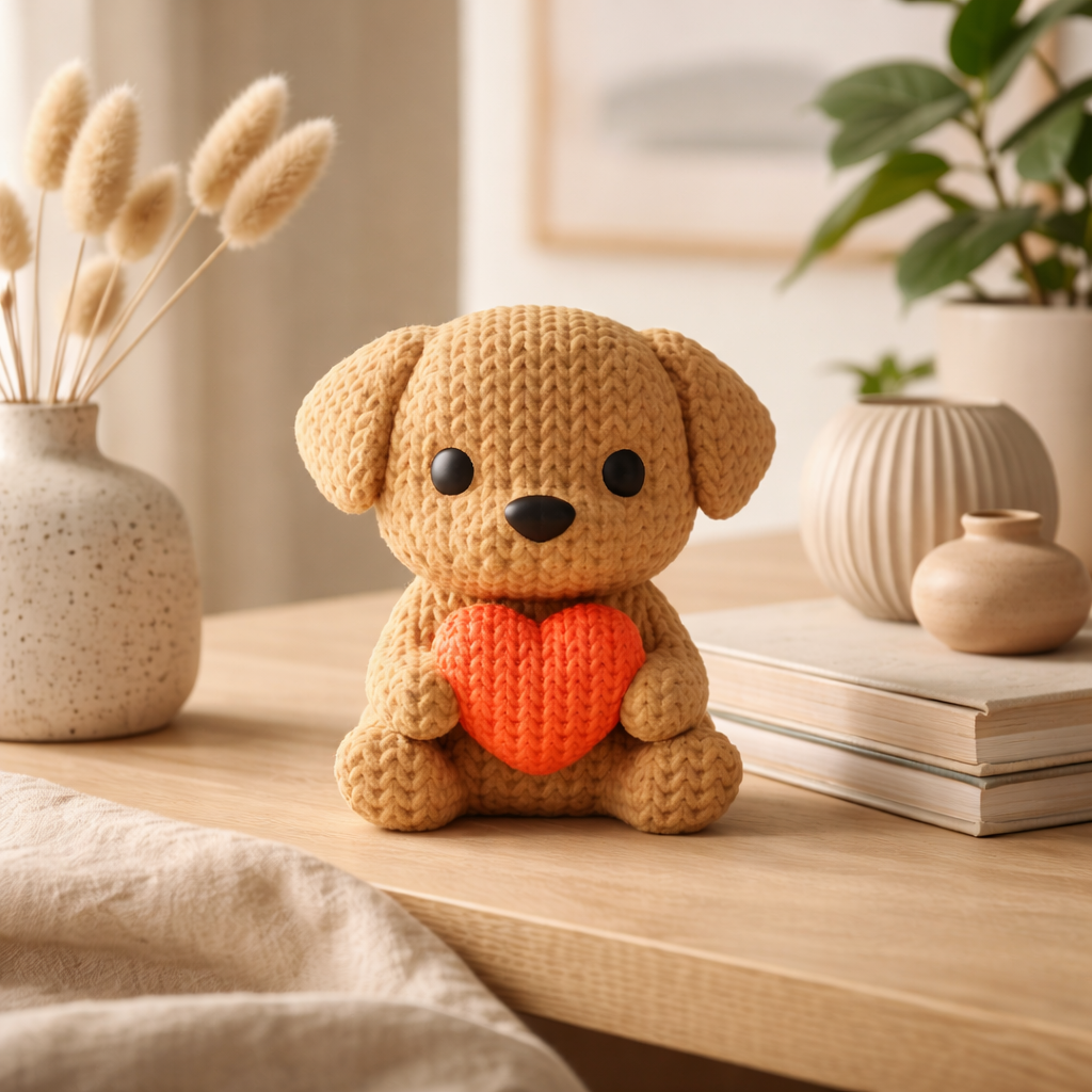 Cute Puppy Heart Figurine – Adorable Decorative Accent for Home & Gifting