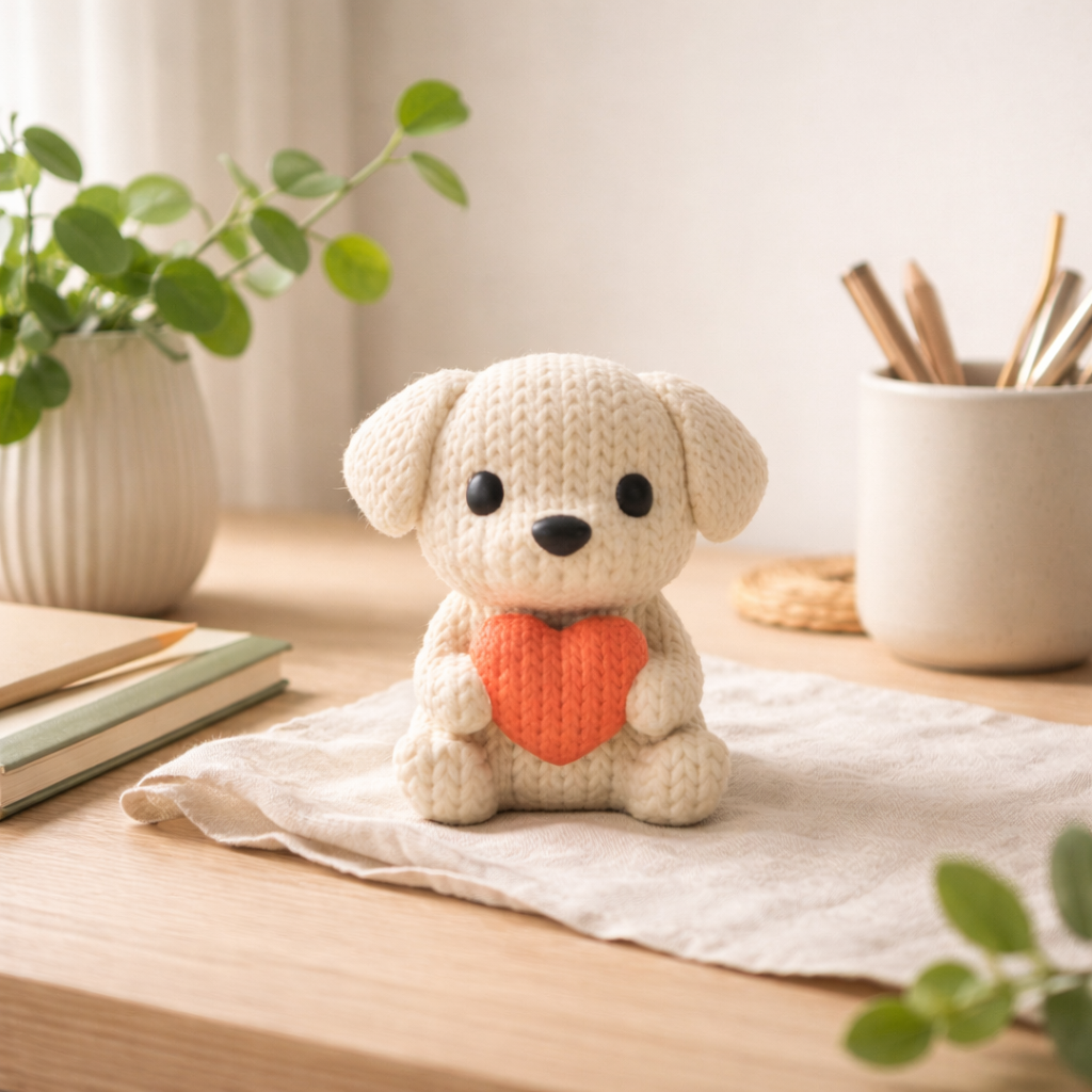 Cute Puppy Heart Figurine – Adorable Decorative Accent for Home & Gifting