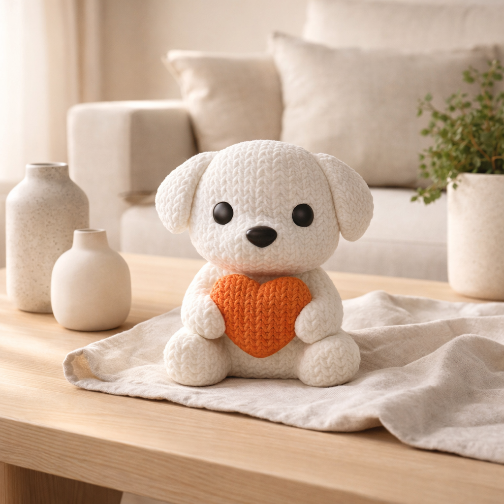 Cute Puppy Heart Figurine – Adorable Decorative Accent for Home & Gifting