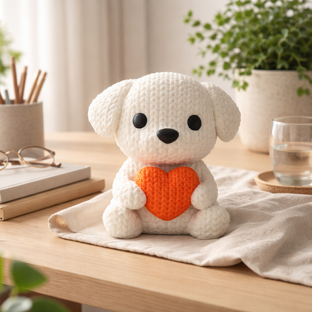 Cute Puppy Heart Figurine – Adorable Decorative Accent for Home & Gifting